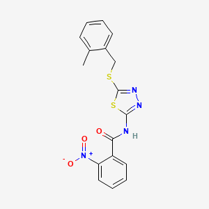 molecular formula C17H14N4O3S2 B14867214 N-(5-((2-methylbenzyl)thio)-1,3,4-thiadiazol-2-yl)-2-nitrobenzamide 