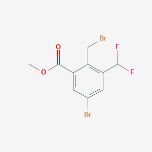 molecular formula C10H8Br2F2O2 B14867221 Methyl 5-bromo-2-(bromomethyl)-3-(difluoromethyl)benzoate 