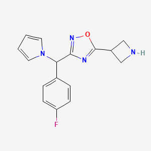 molecular formula C16H15FN4O B14867273 5-(azetidin-3-yl)-3-((4-fluorophenyl)(1H-pyrrol-1-yl)methyl)-1,2,4-oxadiazole 