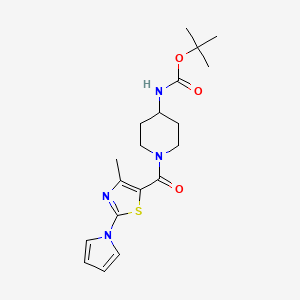 molecular formula C19H26N4O3S B14867511 tert-butyl (1-(4-methyl-2-(1H-pyrrol-1-yl)thiazole-5-carbonyl)piperidin-4-yl)carbamate 