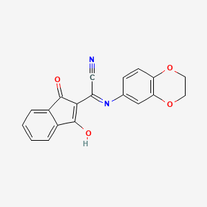 2-((2,3-dihydrobenzo[b][1,4]dioxin-6-yl)amino)-2-(1,3-dioxo-1H-inden-2(3H)-ylidene)acetonitrile