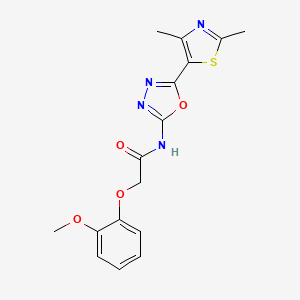 molecular formula C16H16N4O4S B14867531 N-(5-(2,4-dimethylthiazol-5-yl)-1,3,4-oxadiazol-2-yl)-2-(2-methoxyphenoxy)acetamide 