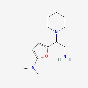 molecular formula C13H23N3O B14867642 5-(2-amino-1-(piperidin-1-yl)ethyl)-N,N-dimethylfuran-2-amine 