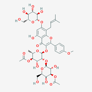 [(2S,3R,4R,5R,6S)-5-[(2S,3R,4S,5R,6R)-4-acetyloxy-3,5-dihydroxy-6-(hydroxymethyl)oxan-2-yl]oxy-4-hydroxy-6-[5-hydroxy-2-(4-methoxyphenyl)-8-(3-methylbut-2-enyl)-4-oxo-7-[(2S,3R,4S,5S,6R)-3,4,5-trihydroxy-6-(hydroxymethyl)oxan-2-yl]oxychromen-3-yl]oxy-2-methyloxan-3-yl] acetate