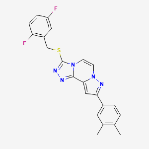 molecular formula C22H17F2N5S B14867731 3-((2,5-Difluorobenzyl)thio)-9-(3,4-dimethylphenyl)pyrazolo[1,5-a][1,2,4]triazolo[3,4-c]pyrazine 