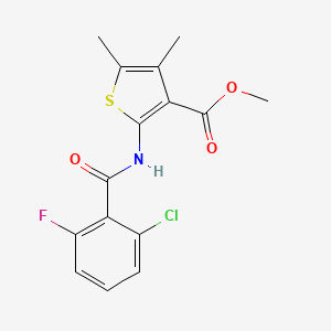 molecular formula C15H13ClFNO3S B14867735 Methyl 2-(2-chloro-6-fluorobenzamido)-4,5-dimethylthiophene-3-carboxylate 