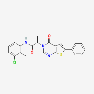 molecular formula C22H18ClN3O2S B14867787 N-(3-chloro-2-methylphenyl)-2-(4-oxo-6-phenylthieno[2,3-d]pyrimidin-3(4H)-yl)propanamide 