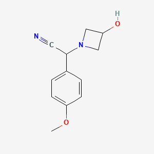 molecular formula C12H14N2O2 B14867811 2-(3-Hydroxyazetidin-1-yl)-2-(4-methoxyphenyl)acetonitrile 