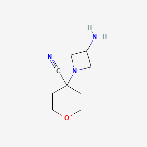 molecular formula C9H15N3O B14867827 4-(3-aminoazetidin-1-yl)tetrahydro-2H-pyran-4-carbonitrile 