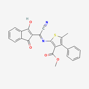 molecular formula C24H16N2O4S B14867931 methyl 2-((cyano(1,3-dioxo-1H-inden-2(3H)-ylidene)methyl)amino)-5-methyl-4-phenylthiophene-3-carboxylate 