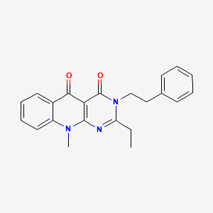 molecular formula C22H21N3O2 B14867997 2-ethyl-10-methyl-3-phenethylpyrimido[4,5-b]quinoline-4,5(3H,10H)-dione 