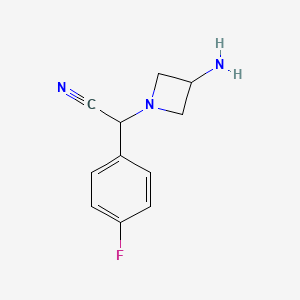 molecular formula C11H12FN3 B14868055 2-(3-Aminoazetidin-1-yl)-2-(4-fluorophenyl)acetonitrile 