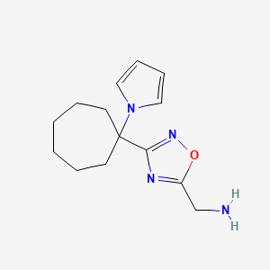 molecular formula C14H20N4O B14868083 (3-(1-(1H-pyrrol-1-yl)cycloheptyl)-1,2,4-oxadiazol-5-yl)methanamine 