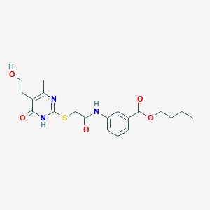 molecular formula C20H25N3O5S B14868125 Butyl 3-(2-((5-(2-hydroxyethyl)-4-methyl-6-oxo-1,6-dihydropyrimidin-2-yl)thio)acetamido)benzoate 