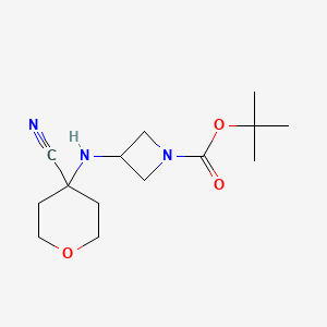 molecular formula C14H23N3O3 B14868159 tert-butyl 3-((4-cyanotetrahydro-2H-pyran-4-yl)amino)azetidine-1-carboxylate 