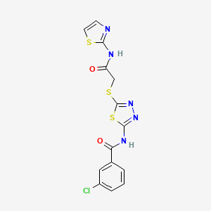 3-chloro-N-(5-((2-oxo-2-(thiazol-2-ylamino)ethyl)thio)-1,3,4-thiadiazol-2-yl)benzamide