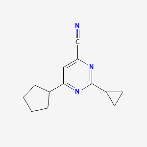 molecular formula C13H15N3 B14868377 6-Cyclopentyl-2-cyclopropylpyrimidine-4-carbonitrile 