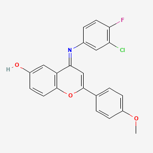 molecular formula C22H15ClFNO3 B14868467 (E)-4-((3-chloro-4-fluorophenyl)imino)-2-(4-methoxyphenyl)-4H-chromen-6-ol 