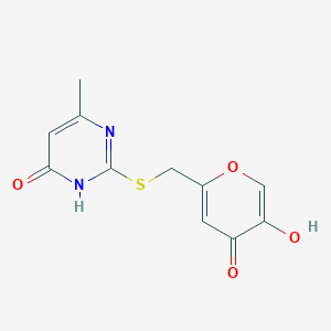 molecular formula C11H10N2O4S B1486848 2-(((5-羟基-4-氧代-4H-吡喃-2-基)甲基)硫代)-6-甲基嘧啶-4(3H)-酮 CAS No. 2034153-35-8