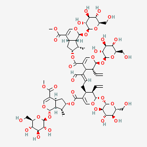 molecular formula C66H90O37 B14868482 methyl (1S,4aS,6S,7R,7aS)-6-[(2S,3R,4S)-4-[(Z)-3-[(2S,3R)-5-[[(1S,4aS,6R,7S,7aS)-4-methoxycarbonyl-7-methyl-1-[(2S,3R,4S,5S,6R)-3,4,5-trihydroxy-6-(hydroxymethyl)oxan-2-yl]oxy-1,4a,5,6,7,7a-hexahydrocyclopenta[c]pyran-6-yl]oxycarbonyl]-3-ethenyl-2-[(2S,3R,4S,5S,6R)-3,4,5-trihydroxy-6-(hydroxymethyl)oxan-2-yl]oxy-3,4-dihydro-2H-pyran-4-yl]-4-oxobut-2-enyl]-3-ethenyl-2-[(2S,3R,4S,5S,6R)-3,4,5-trihydroxy-6-(hydroxymethyl)oxan-2-yl]oxy-3,4-dihydro-2H-pyran-5-carbonyl]oxy-7-methyl-1-[(2S,3R,4S,5S,6R)-3,4,5-trihydroxy-6-(hydroxymethyl)oxan-2-yl]oxy-1,4a,5,6,7,7a-hexahydrocyclopenta[c]pyran-4-carboxylate 