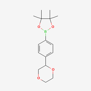 molecular formula C16H23BO4 B14868492 2-(4-(1,4-Dioxan-2-yl)phenyl)-4,4,5,5-tetramethyl-1,3,2-dioxaborolane 