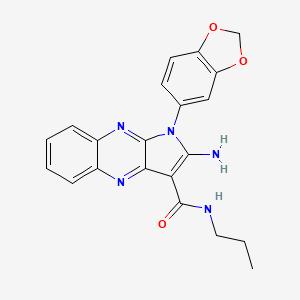 molecular formula C21H19N5O3 B14868539 2-amino-1-(benzo[d][1,3]dioxol-5-yl)-N-propyl-1H-pyrrolo[2,3-b]quinoxaline-3-carboxamide 