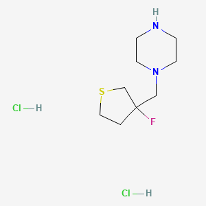 molecular formula C9H19Cl2FN2S B1486856 1-[(3-氟噻烷-3-基)甲基]哌嗪二盐酸盐 CAS No. 2098007-43-1