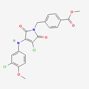 molecular formula C20H16Cl2N2O5 B14868567 methyl 4-((3-chloro-4-((3-chloro-4-methoxyphenyl)amino)-2,5-dioxo-2,5-dihydro-1H-pyrrol-1-yl)methyl)benzoate 