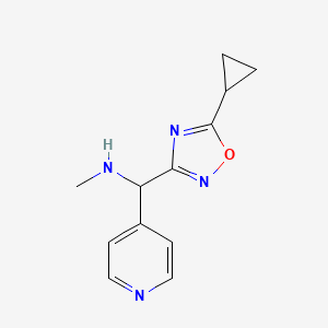 molecular formula C12H14N4O B14868683 1-(5-cyclopropyl-1,2,4-oxadiazol-3-yl)-N-methyl-1-(pyridin-4-yl)methanamine 