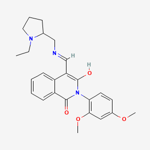 (4E)-2-(2,4-dimethoxyphenyl)-4-({[(1-ethylpyrrolidin-2-yl)methyl]amino}methylidene)isoquinoline-1,3(2H,4H)-dione