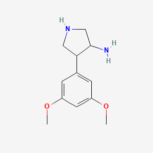 molecular formula C12H18N2O2 B14868716 4-(3,5-Dimethoxyphenyl)pyrrolidin-3-amine 