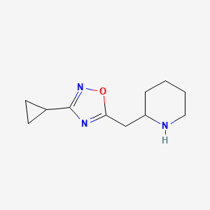 molecular formula C11H17N3O B14868718 3-Cyclopropyl-5-(piperidin-2-ylmethyl)-1,2,4-oxadiazole 