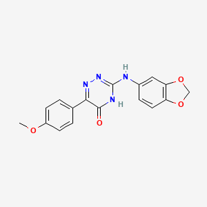 molecular formula C17H14N4O4 B14868730 3-(1,3-Benzodioxol-5-ylamino)-6-(4-methoxyphenyl)-1,2,4-triazin-5-ol 