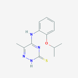 molecular formula C13H16N4OS B14868835 5-((2-isopropoxyphenyl)amino)-6-methyl-1,2,4-triazine-3(2H)-thione 