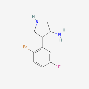 molecular formula C10H12BrFN2 B14868869 4-(2-Bromo-5-fluorophenyl)pyrrolidin-3-amine 