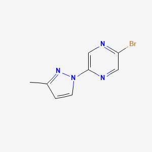 molecular formula C8H7BrN4 B14868877 2-Bromo-5-(3-methyl-1H-pyrazol-1-YL)pyrazine 