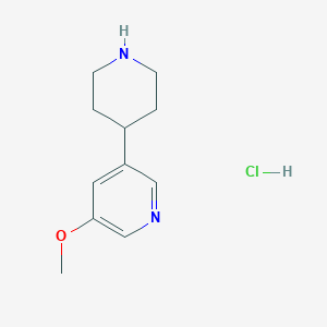 molecular formula C11H17ClN2O B14868912 3-Methoxy-5-(piperidin-4-yl)pyridine hydrochloride 