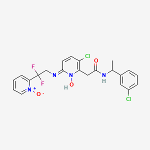 2-(3-Chloro-6-{[2,2-difluoro-2-(1-oxidopyridin-2-YL)ethyl]amino}-1-oxidopyridin-2-YL)-N-[1-(3-chlorophenyl)ethyl]acetamide