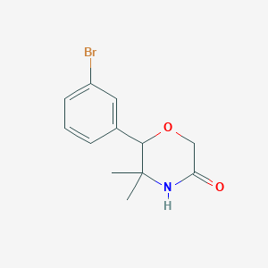 molecular formula C12H14BrNO2 B14868982 6-(3-Bromophenyl)-5,5-dimethylmorpholin-3-one 