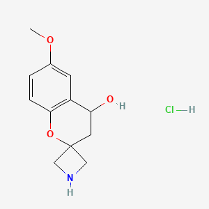 molecular formula C12H16ClNO3 B14869150 6'-Methoxyspiro[azetidine-3,2'-chroman]-4'-ol hydrochloride 