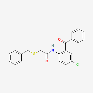 molecular formula C22H18ClNO2S B14869235 N-(2-benzoyl-4-chlorophenyl)-2-(benzylthio)acetamide 