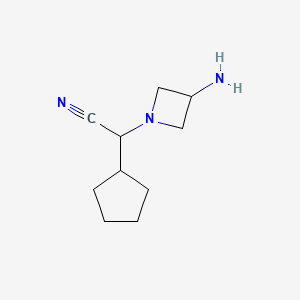 molecular formula C10H17N3 B14869261 2-(3-Aminoazetidin-1-yl)-2-cyclopentylacetonitrile 