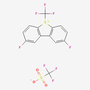 molecular formula C14H6F8O3S2 B1486929 2,8-Difluoro-5-(trifluoromethyl)-5H-dibenzo[b,d]thiophen-5-ium Trifluoromethanesulfonate CAS No. 1961266-44-3