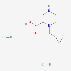 molecular formula C9H18Cl2N2O2 B1486934 1-(Cyclopropylmethyl)piperazine-2-carboxylic acid dihydrochloride CAS No. 2197422-44-7