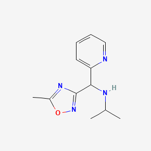 molecular formula C12H16N4O B14869347 N-((5-methyl-1,2,4-oxadiazol-3-yl)(pyridin-2-yl)methyl)propan-2-amine 