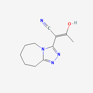 molecular formula C11H14N4O B14869408 (E)-3-hydroxy-2-(6,7,8,9-tetrahydro-5H-[1,2,4]triazolo[4,3-a]azepin-3-yl)but-2-enenitrile 