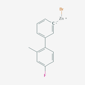 molecular formula C13H10BrFZn B14869410 3-(4-Fluoro-2-methylphenyl)phenylZinc bromide 