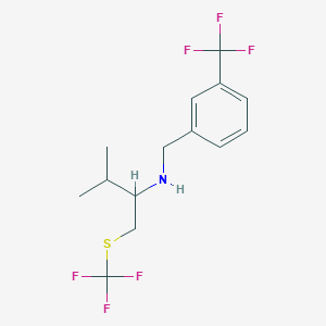 molecular formula C14H17F6NS B14869425 (2-Methyl-1-trifluoromethylsulfanylmethyl-propyl)-(3-trifluoromethylbenzyl)-amine 