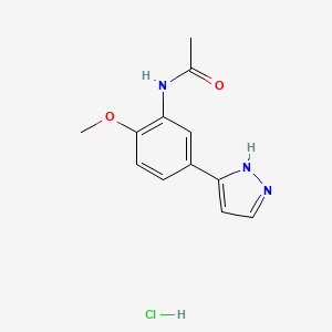 molecular formula C12H14ClN3O2 B1486967 盐酸 N-[2-甲氧基-5-(1H-吡唑-3-基)苯基]乙酰胺 CAS No. 2173092-94-7