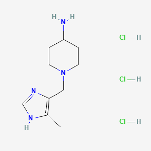 molecular formula C10H21Cl3N4 B1486968 1-[(5-Methyl-1H-imidazol-4-YL)methyl]piperidin-4-amine trihydrochloride CAS No. 2173101-09-0